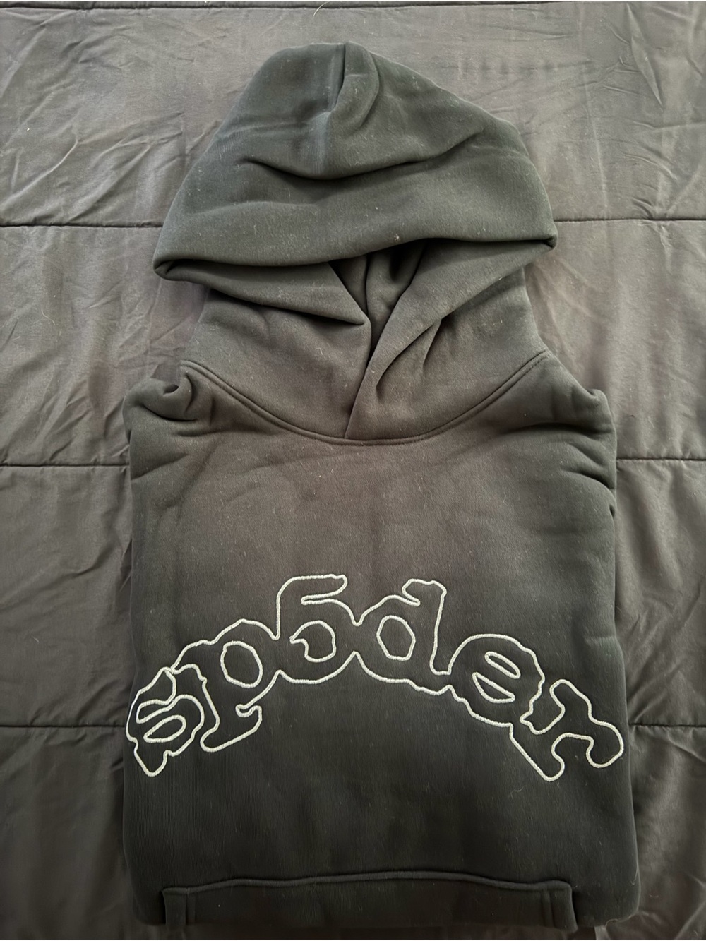 Men's Black Zip-Up Sweater Hoodie with Embroidered Logo